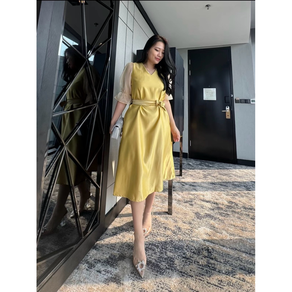 Dress Celsi Saten Bridal Mix Organza Dress Natal Dress Pesta Dress Tahun Baru Natal Dress Jumbo