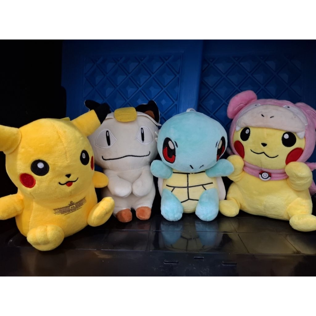 Boneka Pokemon Pikachu, Meowth, Squirtle, Pikachu Kostum