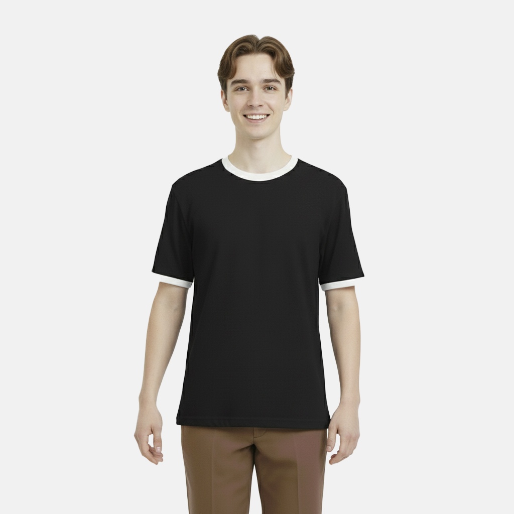 ANKAD - Kaos  Ringer Tee Polos Pria Dan Wanita Lengan Pendek Bahan Katun Combed 24s Supersoft