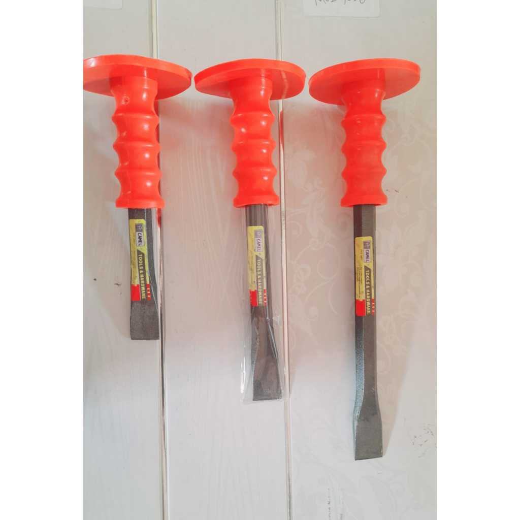 Pahat Beton | Betel Besi Topi JUMBO - Betel Tembok Gagang Karet 8, 10 Inch