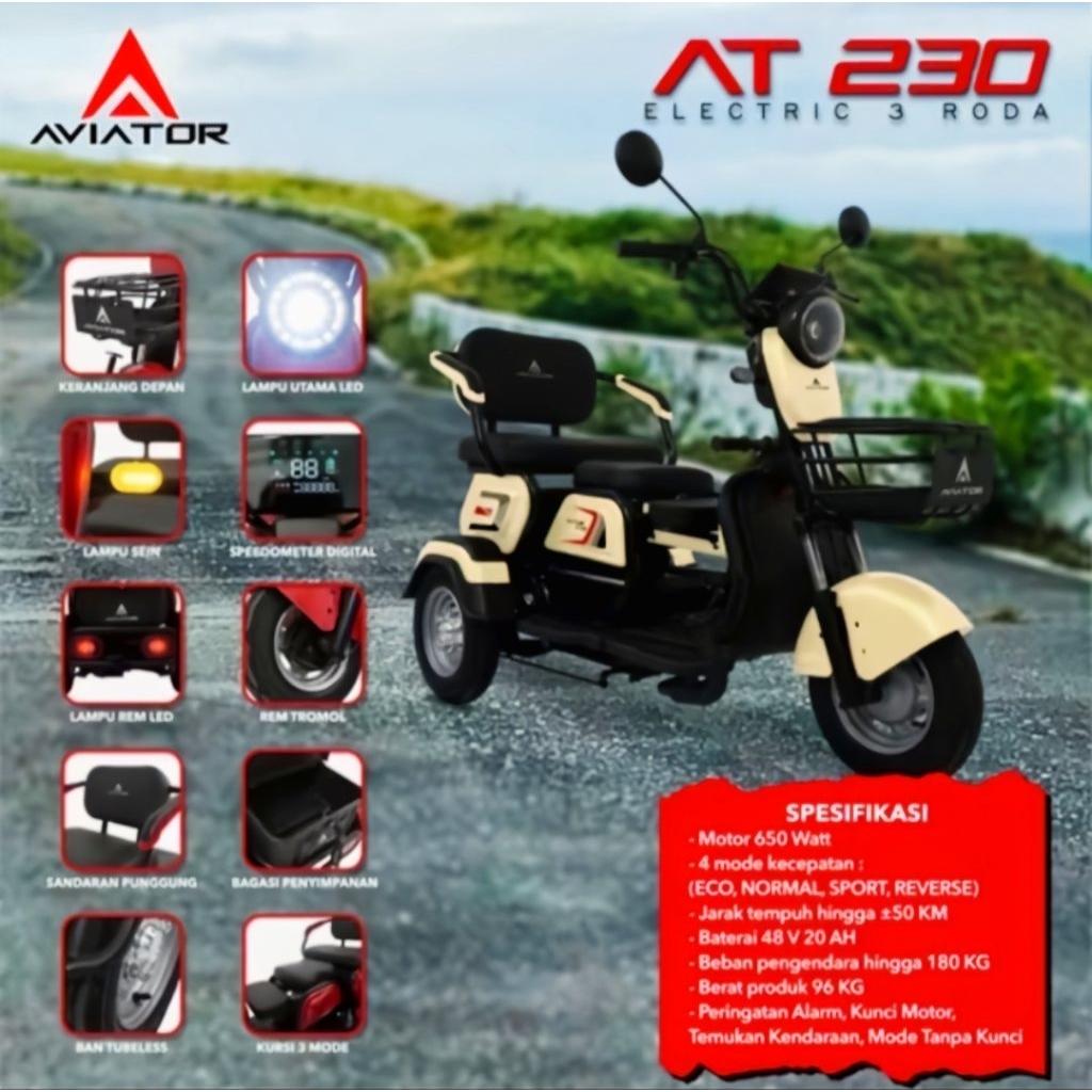 SEPEDA LISTRIK RODA TIGA AVIATOR