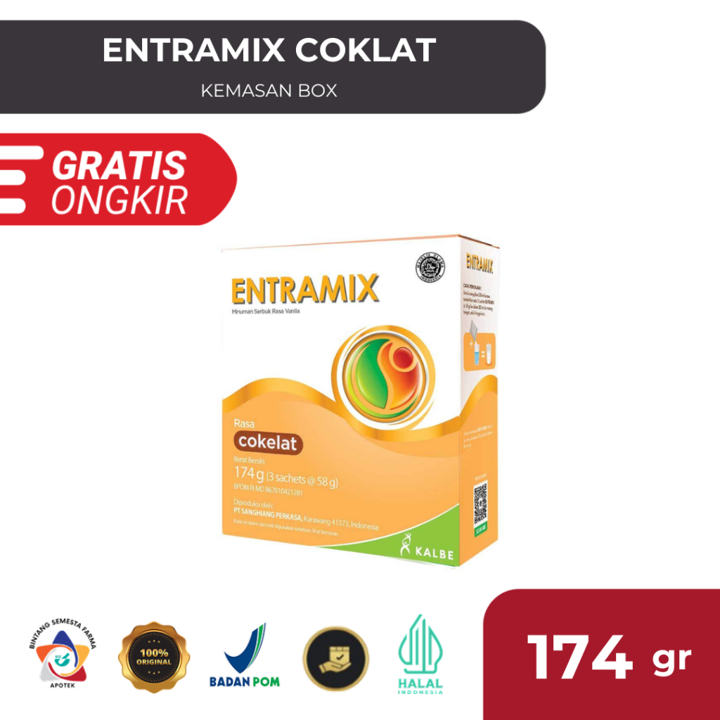 Entramix Coklat 185 g | Nutrisi Lengkap untuk Dewasa & Lansia – Susu Penambah Energi
