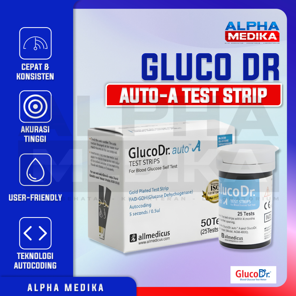 GLUCO DR - Strip Test Gula Darah Gluco DR Auto-A 25 pcs / Strip Test Glucose
