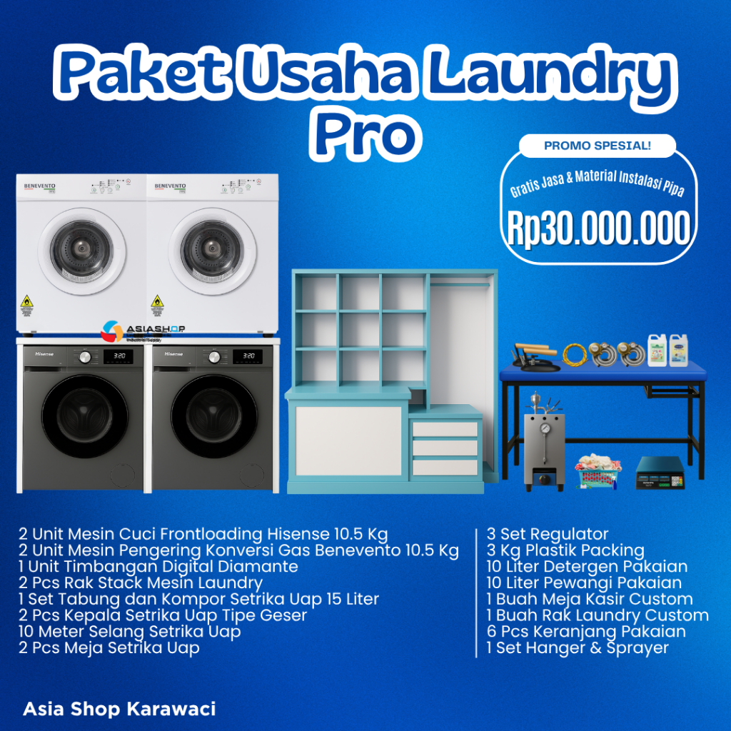 Paket Usaha Laundry Lengkap Siap Mulai Usaha Laundry Skala Menengah Mesin Cuci Mesin Pengering Murah