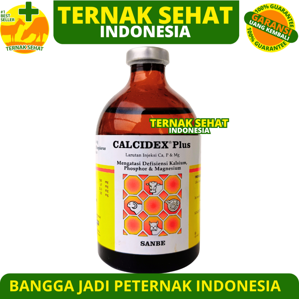 CALCIDEX PLUS 100 ML - Obat Ternak Lumpuh Atasi Hipokalsemia Hipomagnesia Sapi Kerbau Kambing Domba