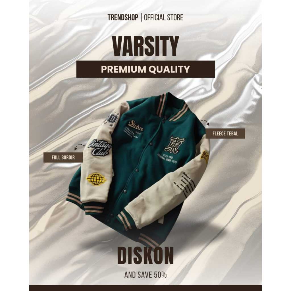 Jaket Baseball Varsity - Jaket Varsiti Pria Wanita - Jaket Baseball Full Bordir Original