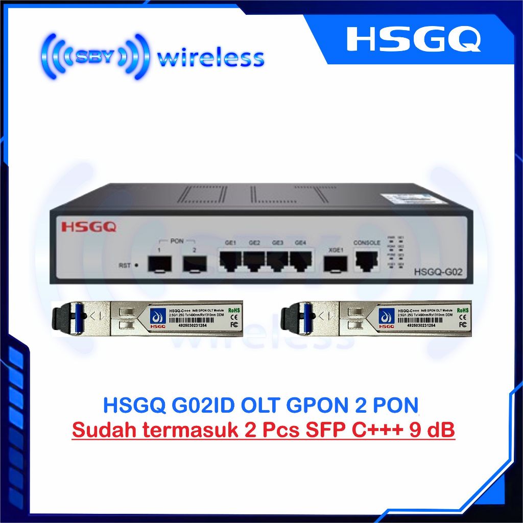 HSGQ G02ID Include 2 Pcs Sfp C+++ 9db HSGQ 2 Port GPON OLT 10G Uplink AC+ 12V DC