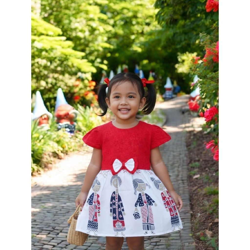 dres bu tejo mix polos merah biru.atasan top blus.atasan sekolah