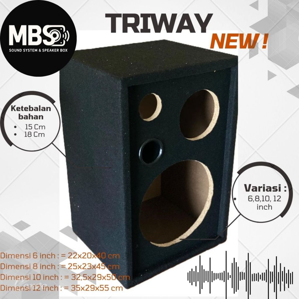 MBSound Box Speaker Triway 6",8",10",12" Inch Woofer Middle Tweeter SubWoofer Bass Horeg
