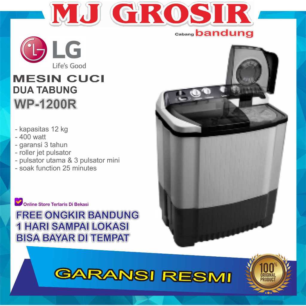 MESIN CUCI LG WP 1200 R 12KG 2 TABUNG 1200R LOW WATT