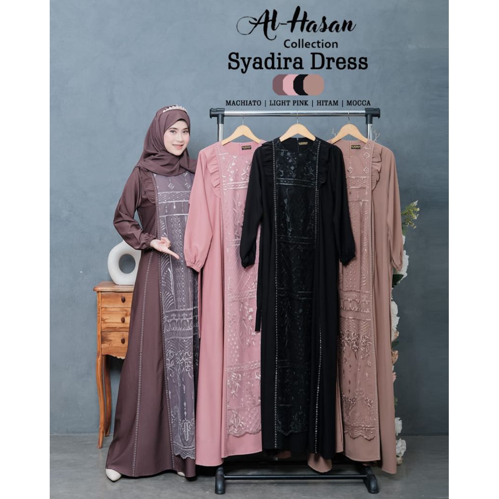 SYADIRA ELIZA Gamis Bahan Marina Silk mix Brukat ORI by Al-Hasan// Syadira Dress ORI by Al-Hasan// G