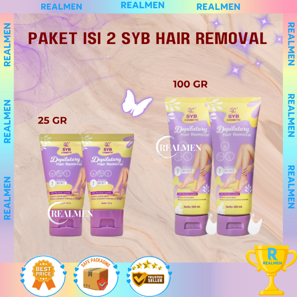 ( PAKET ISI 2 PCS)SYB DEPILATORY HAIR REMOVAL 25 GR | 100 GR PEMBERSIH BULU TANPA RASA SAKIT ISI 2