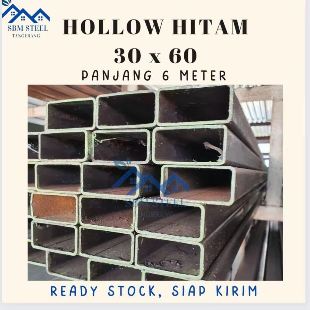 Besi Hollow Hitam 30x60 Tebal 1mm Panjang 6 Meter