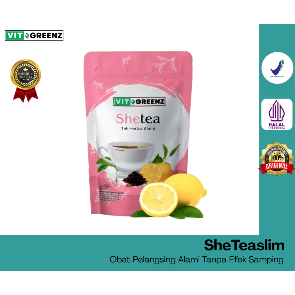 Vitgreenz | SheTeaSlim 100%  Produk Original  | Teh Pelangsing Herbal | Diet Alami & Aman BPOM