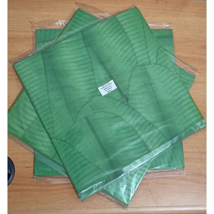 Kertas Nasi Motif Daun Pisang/ Kertas Minyak/ Kertas Bungkus/ Kertas Laminasi Anti Lengket Isi 50 Le