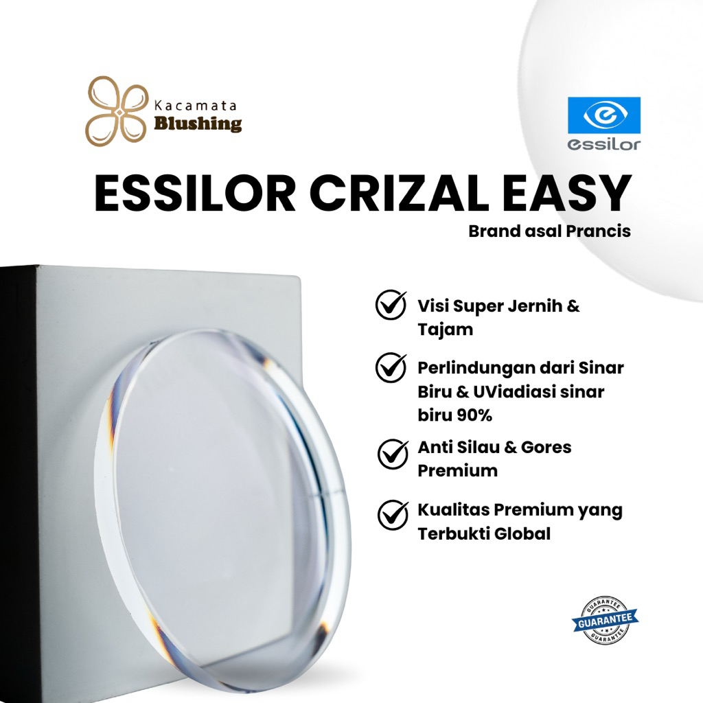 KACAMATA BLUSING - Lensa Essilor Crizal Easy (garansi) Antiembun Antiradiasi