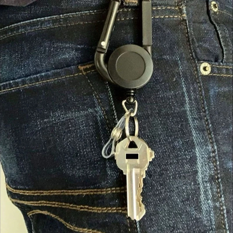 Gantungan Id Card Yoyo Carabiner /Gantungan Kunci Anti Maling Retractable Keychain Flexible /Carabin