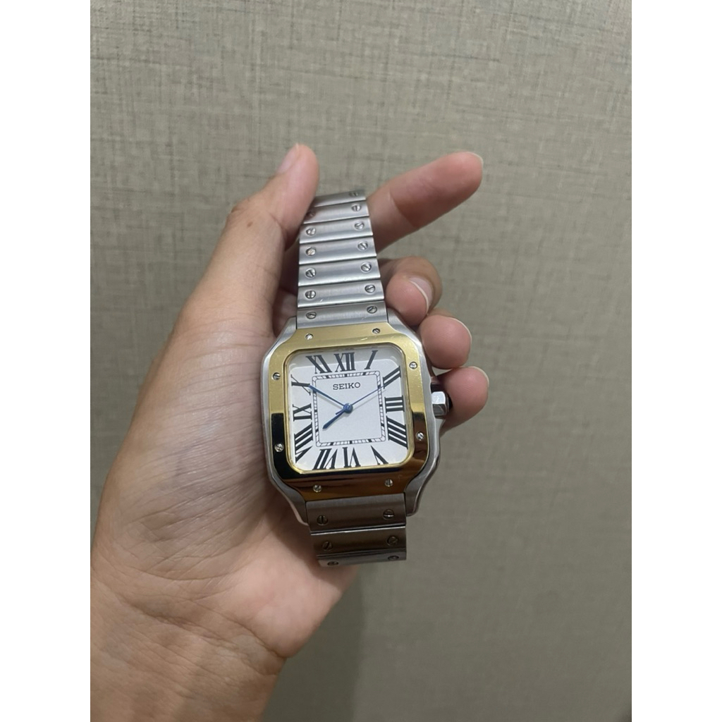 SEIKO MOD CARTIER SANTOS TWO TONE