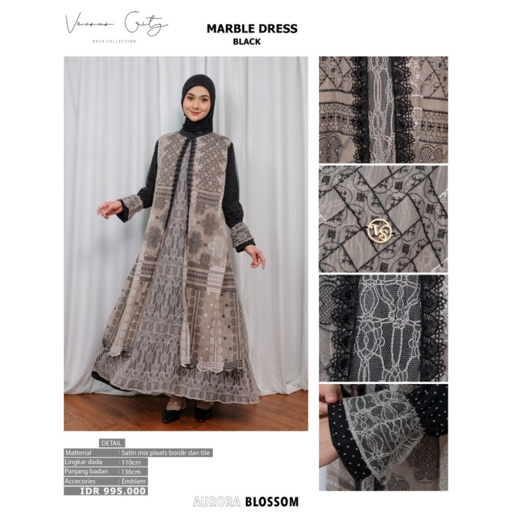 Versuscity Dress Wanita Marble Dress Black