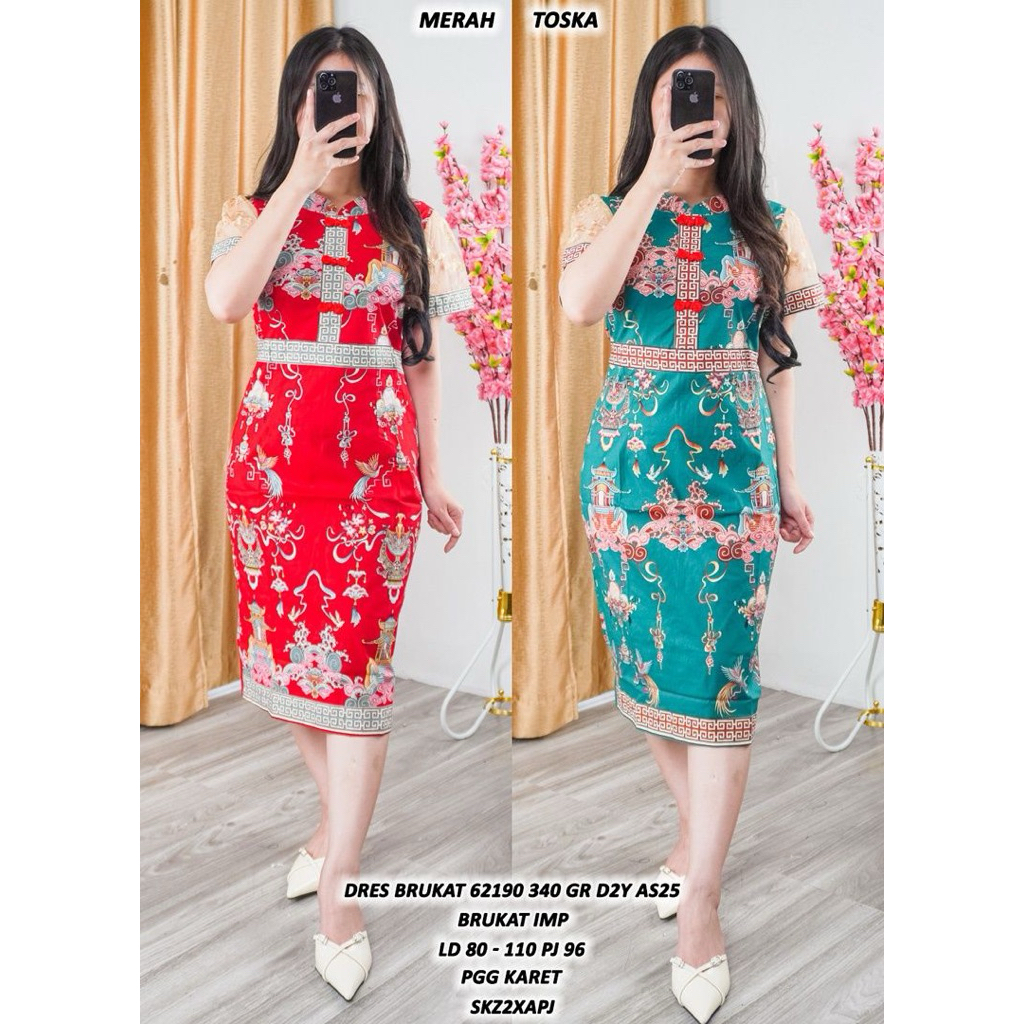 restock dress katun stretch sanghai imlek sincia CNY bigsize jumbo cheongsam batik xxxl 120 limited 