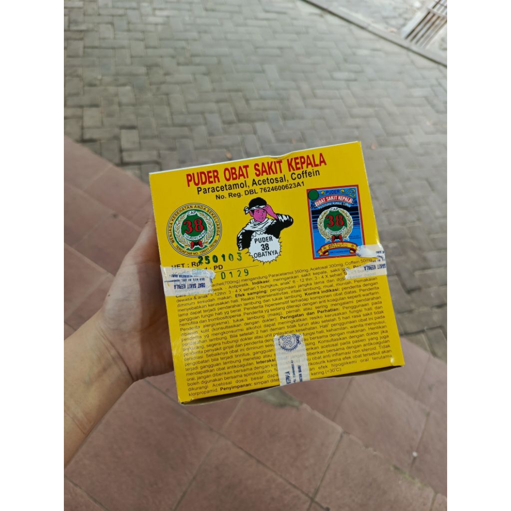 Puyer Obat Sakit Kepala No 38 / Pereda Sakit Nyeri kemasan sachet