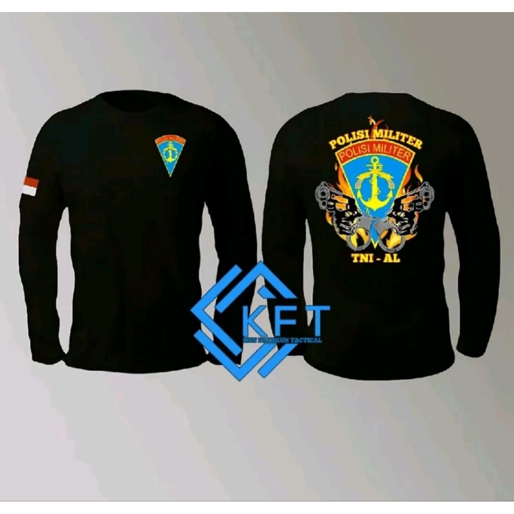 Kaos Lengan Panjang Polisi Militer TNI AL Desain Biru