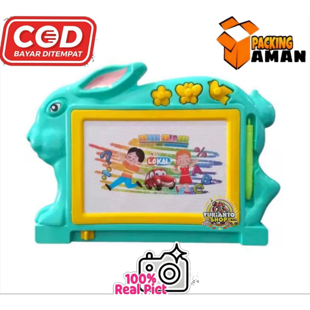COD PROMO LKL004 MAINAN MURAH ANAK PAPAN TULIS KATAKTER KELINCI / PAPAN TULIS MAGNET / PAPAN DRAWING