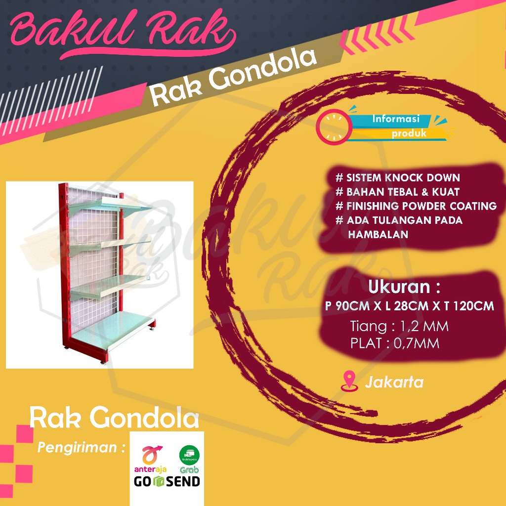 Rak Gondola Minimarket type single tinggi 120cm