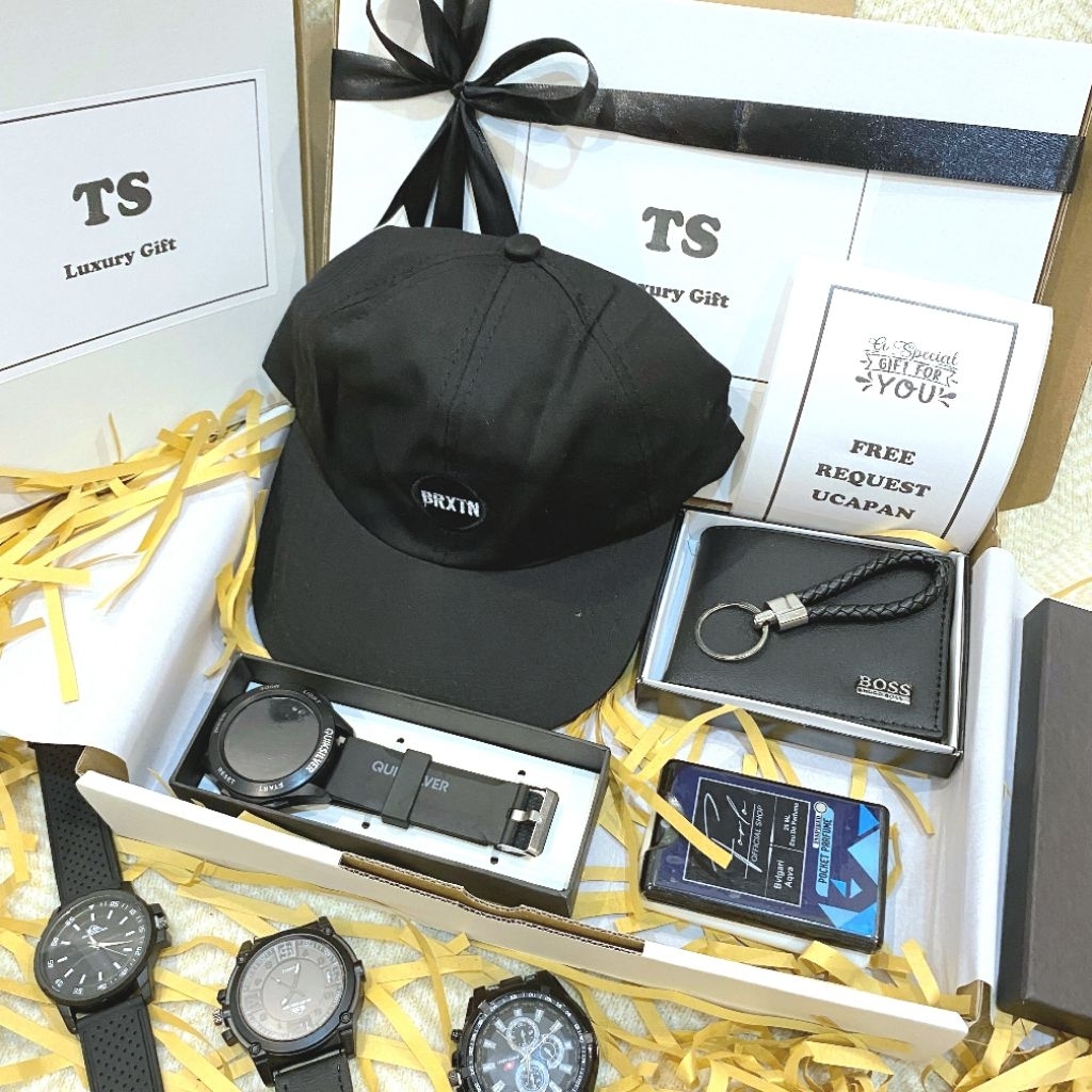 Hampers Gift Box Cowok/Pria Exclusive Untuk Hadiah/Kado Isi Jam Tangan Dompet Parfum Dll Murah
