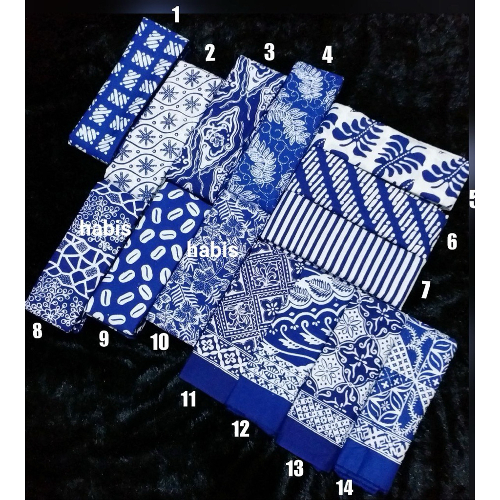 Kain Batik Cap Garutan  warna Biru series Kain Batik Meteran Seragaman - Kain Batik Bahan Katun