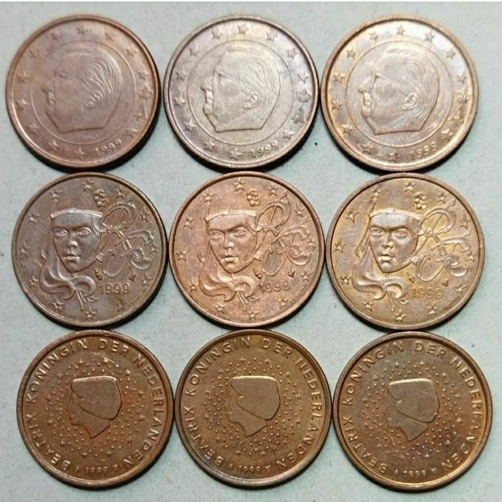 Koin 5 euro cent tahun 1999 paket 9 keping