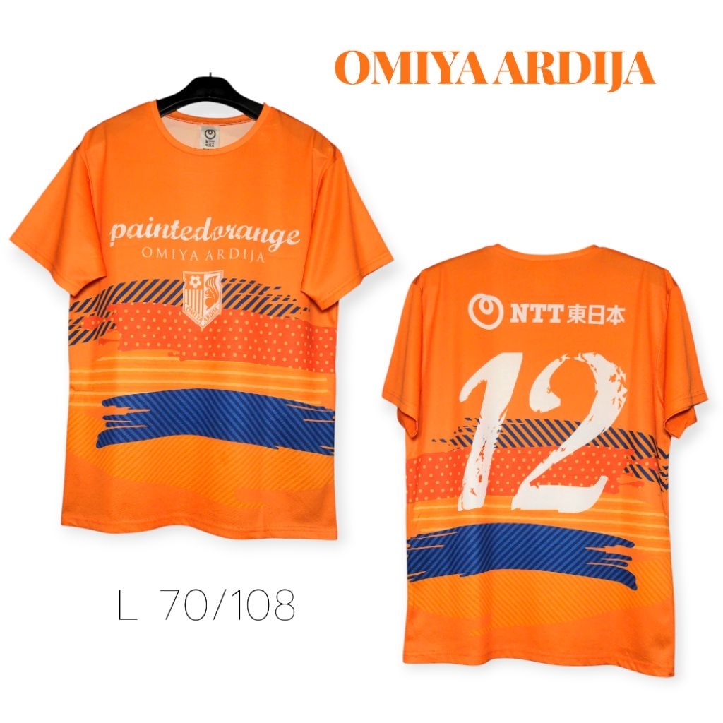 NTT x Omiya Ardija Nomor punggung 12 Jersey Club Bola J-League Jepang Size L Painted Orange