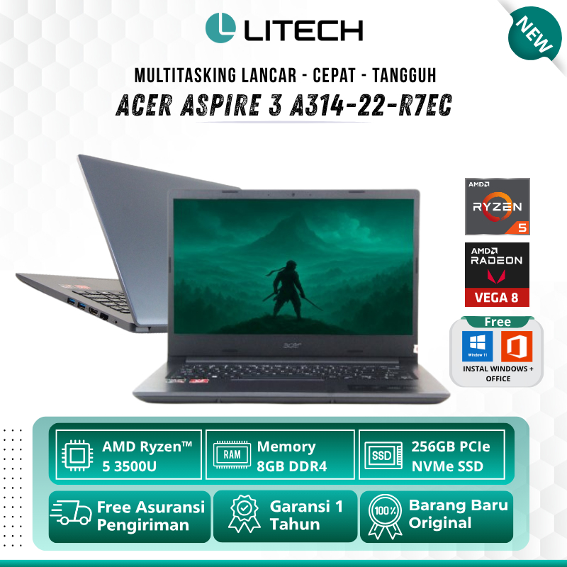 LAPTOP GAMING - Laptop Acer Aspire A314 R7EC AMD Ryzen 5 - RAM 8GB - SSD 256Gb - VGA AMD Radeon Vega