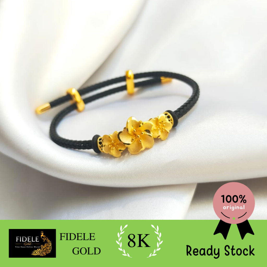 Gelang Charm Bunga Emas Kuning 375 8k mainan charm