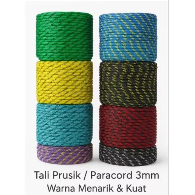 Tali prusik,tali paracord 3mm jual meteran(min.5m)