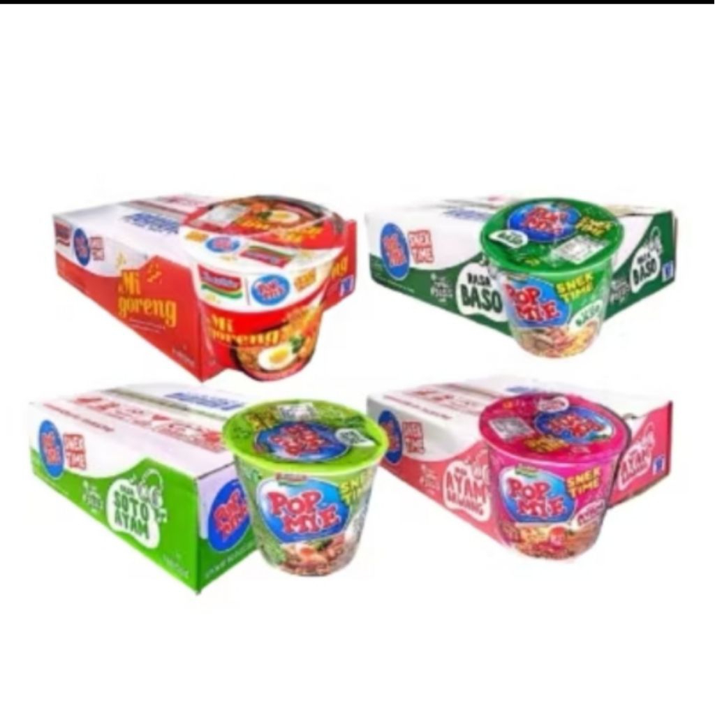 Pop Mie Mini 39gr 1 Dus||Pop Mie Dus||Pop Mi Dus Isi 12pcs Rasa Bakso, Soto, Ayam Bawang