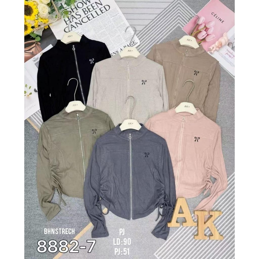 atasan kaos streach zipper serut samping import