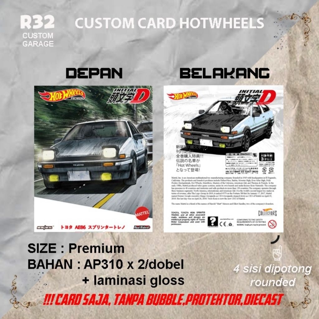 Custom Card Hotwheels Premium Initial D Manga version
