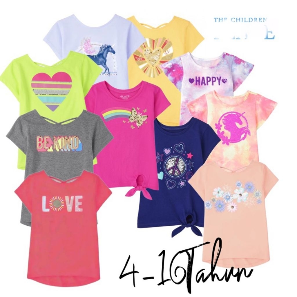 Kaos Lengan Pendek Fashion Anak Perempuan Tcp  Original 4-16Tahun 2307-2308