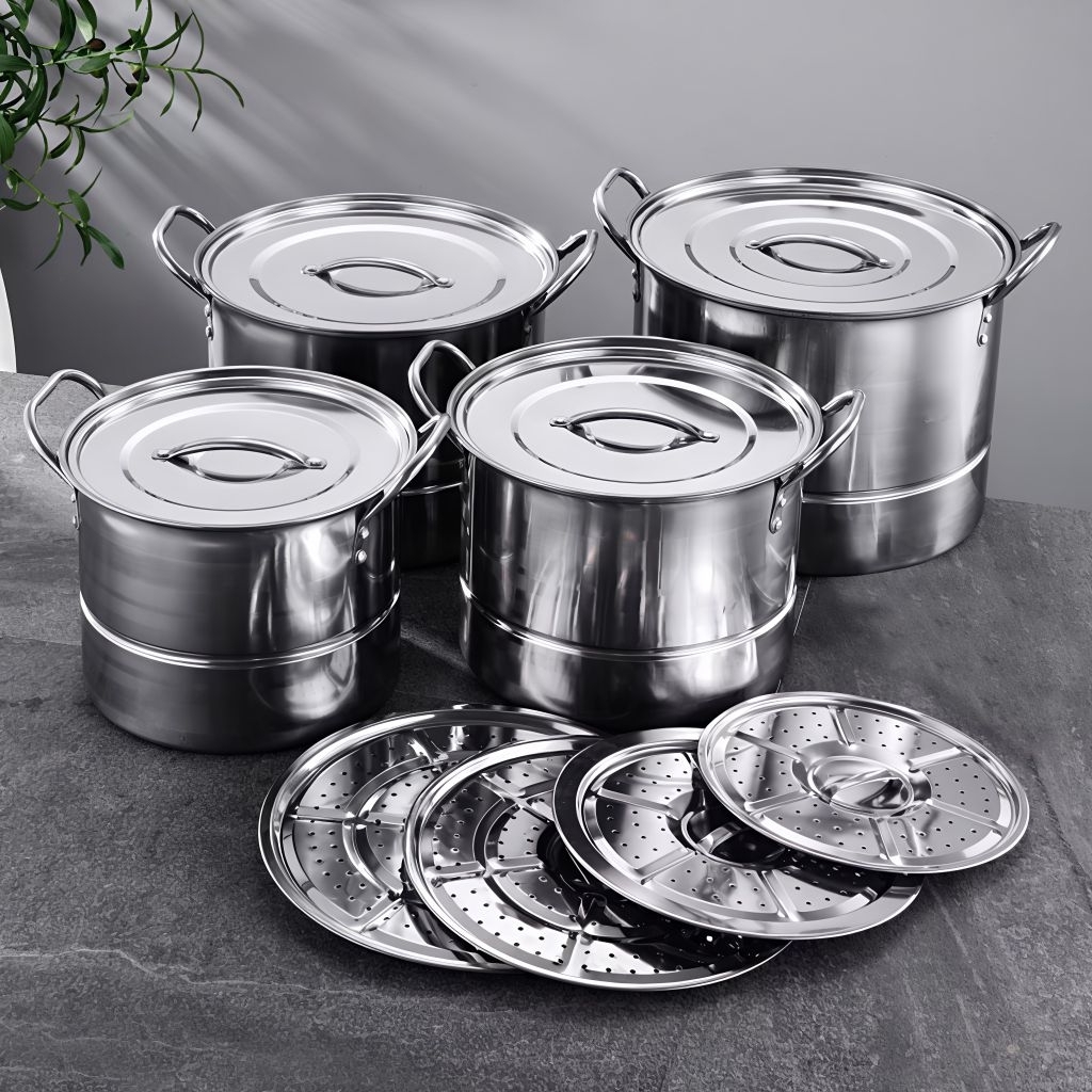 1 SET 4 Ukuran Panci Stainless Steamer Kukus Langseng Stainless Steel