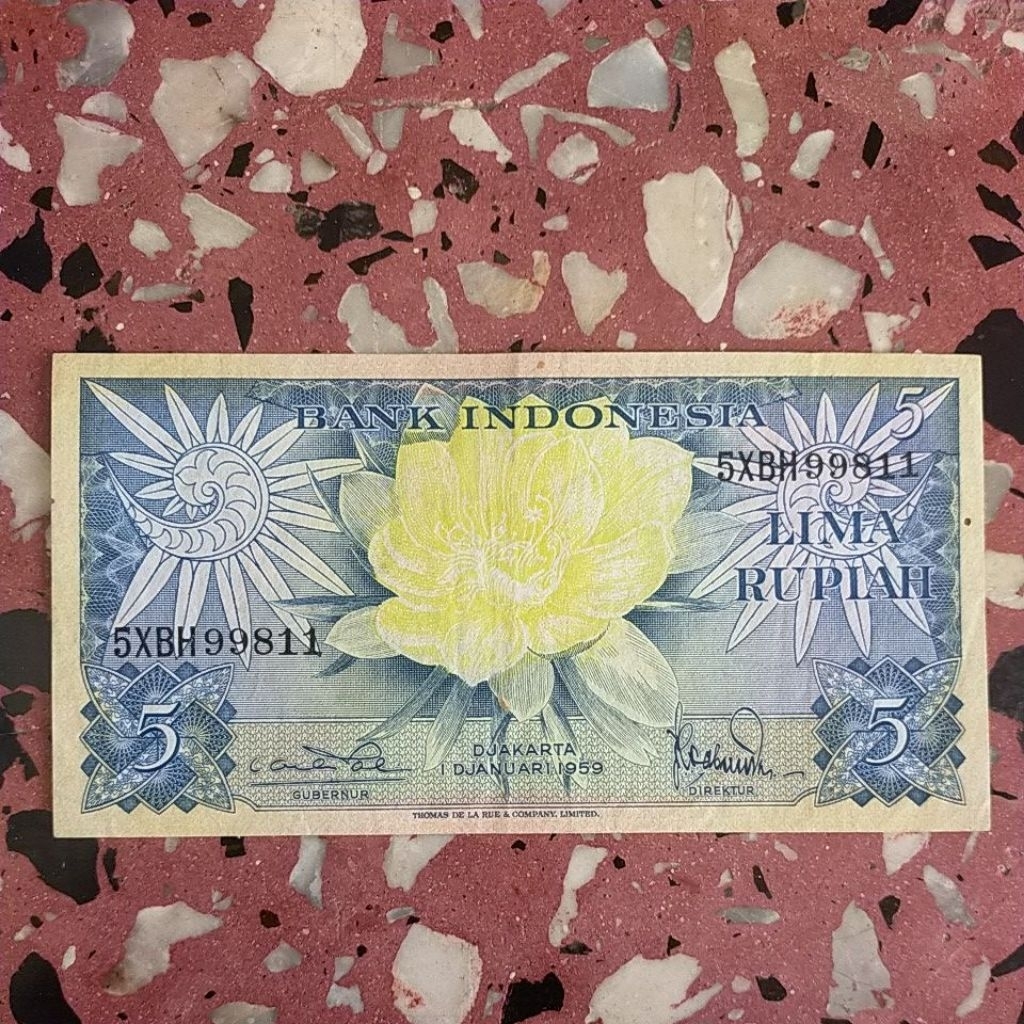 5 rupiah seri bunga 1959