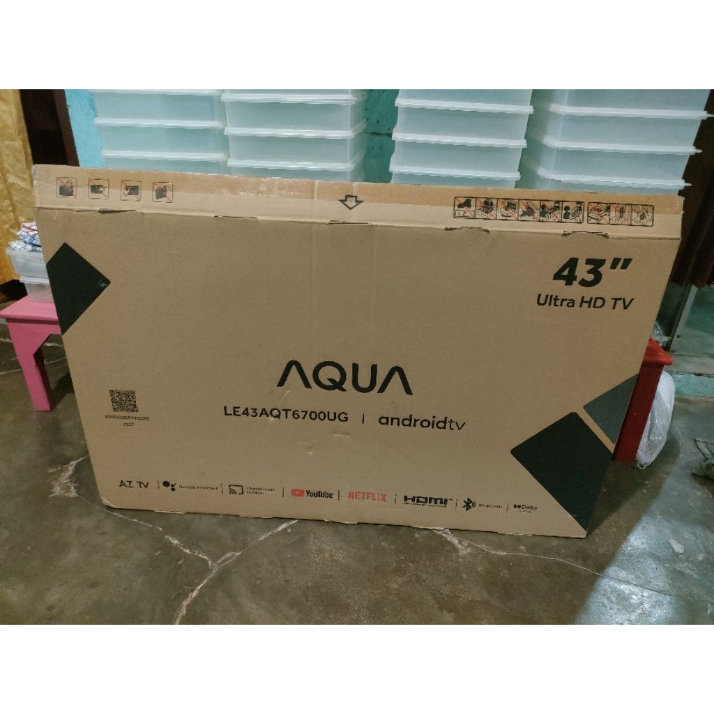 tv android Aqua 43 inch simpanan dirumah