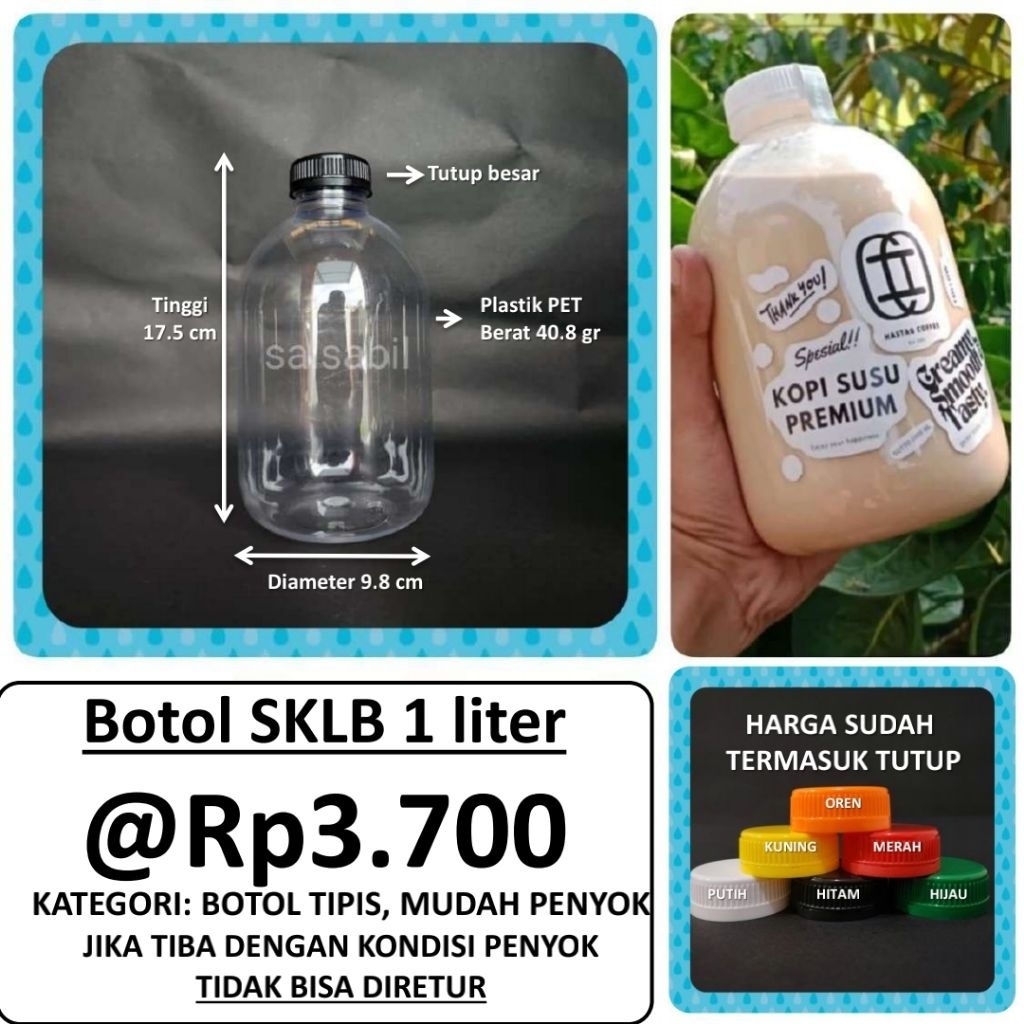 Botol SKLB 1 liter / botol plastik1 liter