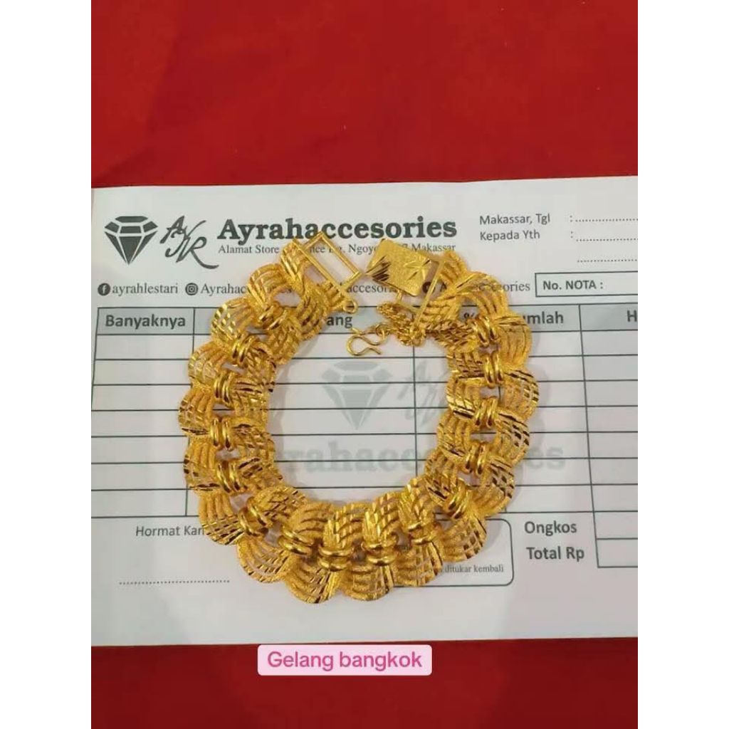 ayrahaccesories gelang rantai lipan besar lapisan emas 24 k