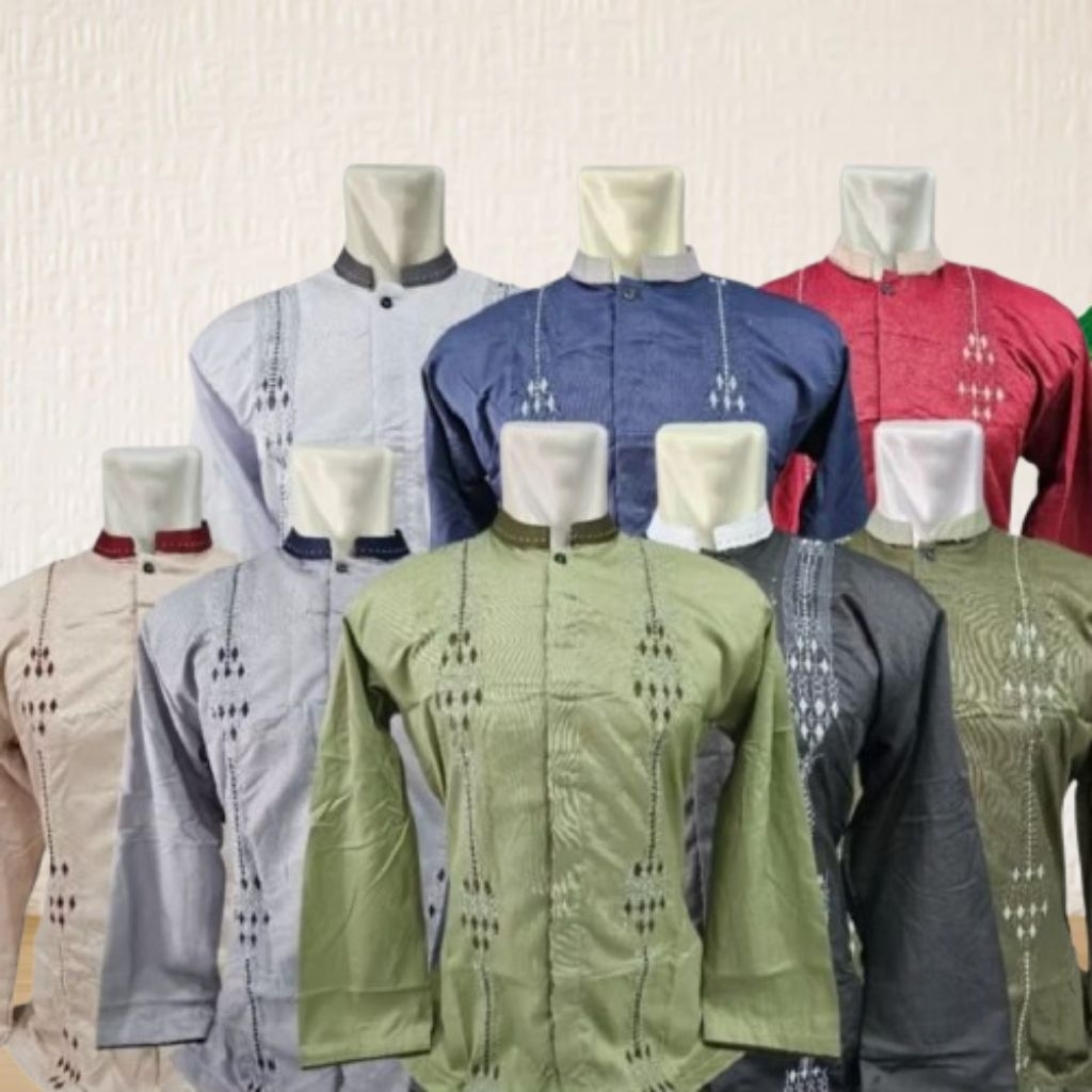 Baju Koko Al Madani Baju Takwa Bordir Terbaru Atasan Muslim Pria