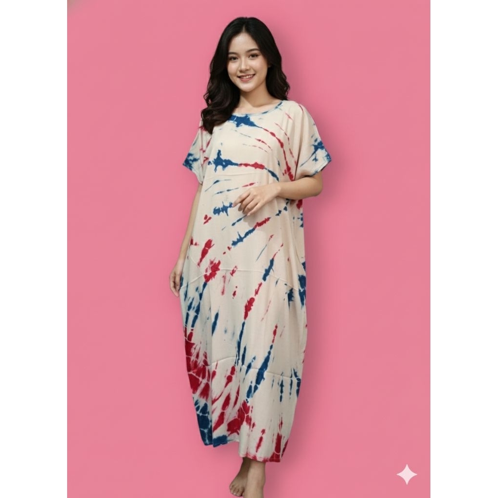 Daster tie dye rayon twill