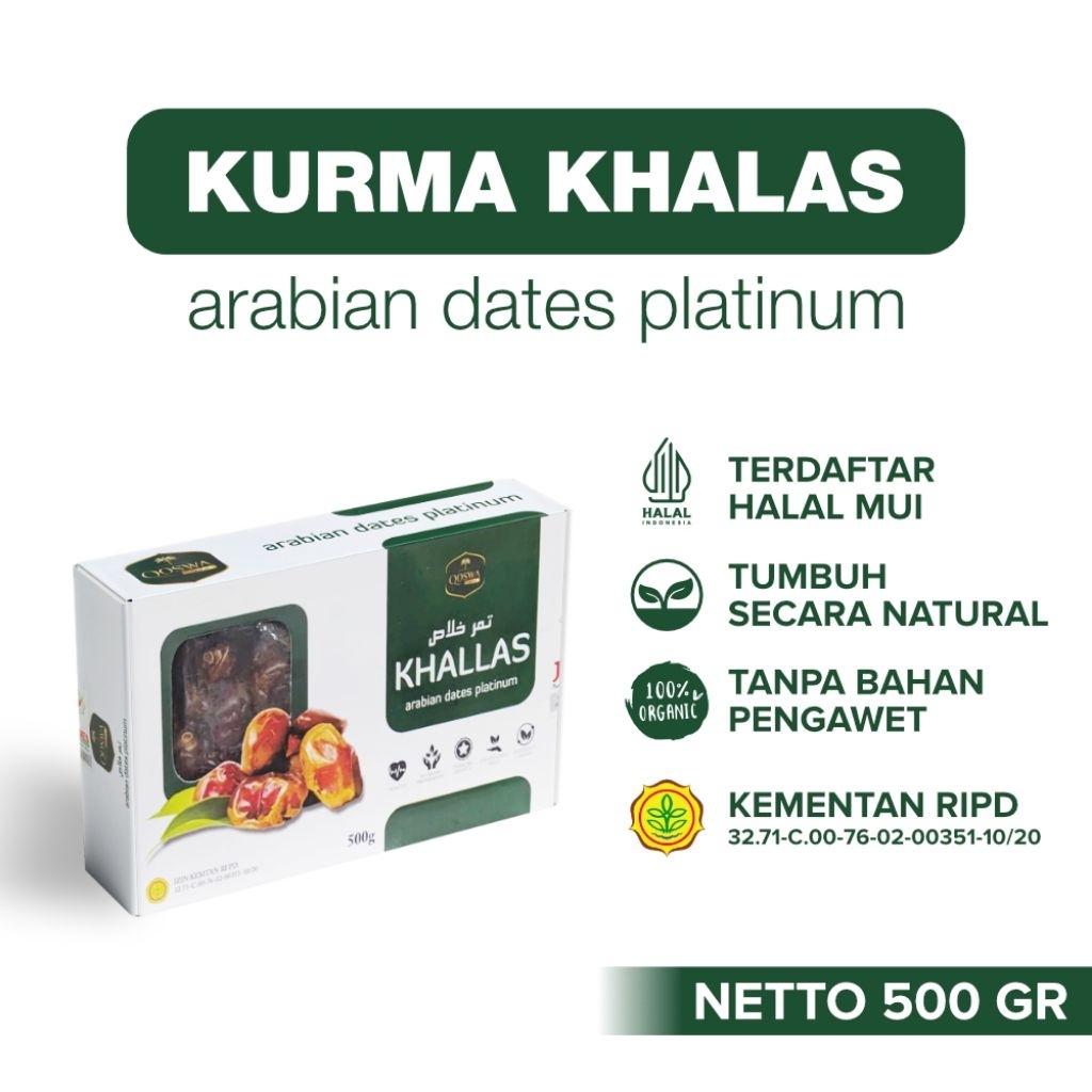 Kurma Qoswa Khalas Premium – Kurma Manis Lembut Asli Arab Saudi 1 Kg