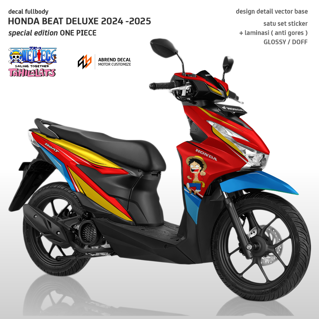 Decal Fullbody Beat Deluxe 2024 - 2025 One Piece Tahi Lalats Special Edition stiker vinyl anti gores