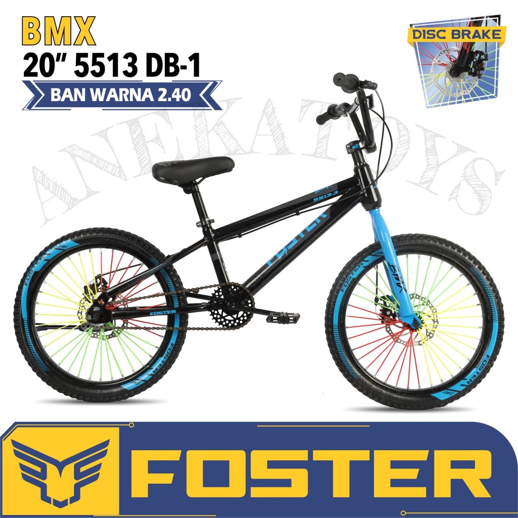 (BONUS JALU) Sepeda BMX Anak Laki Foster 551 DB-1 Ban Warna 20x2.40 Inch dengan Rem Cakram