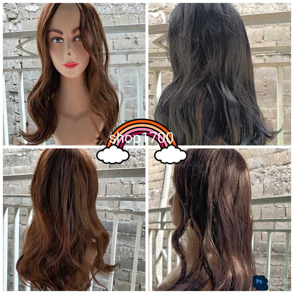 Wig Wanita 45cm / Wig Rambut Palsu Sintetis Wanita Model Panjang Bergelombag Curly-wig27